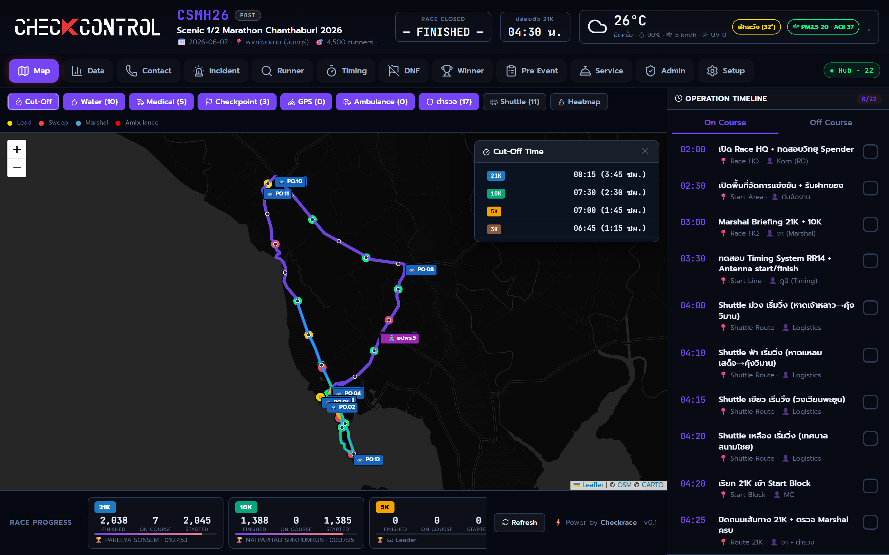 Check Control — หน้าศูนย์บัญชาการ (Map)